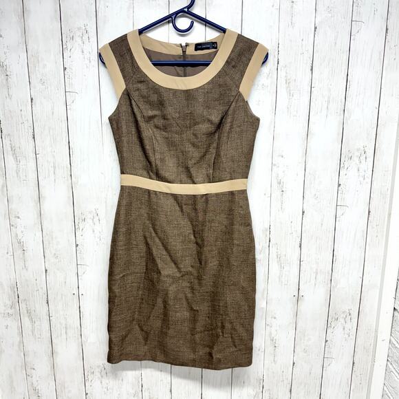 The Limited Dress Women Size 0 Tan Brown Contrast Sleeveless Knee Length Bodycon - Picture 1 of 6